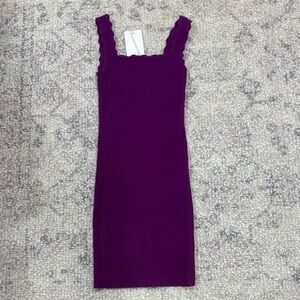 ARIZTIA WILDRED NWT Angelique Purple Square Ruffle-cut Tank Dress SIZE: 2XS/XXS